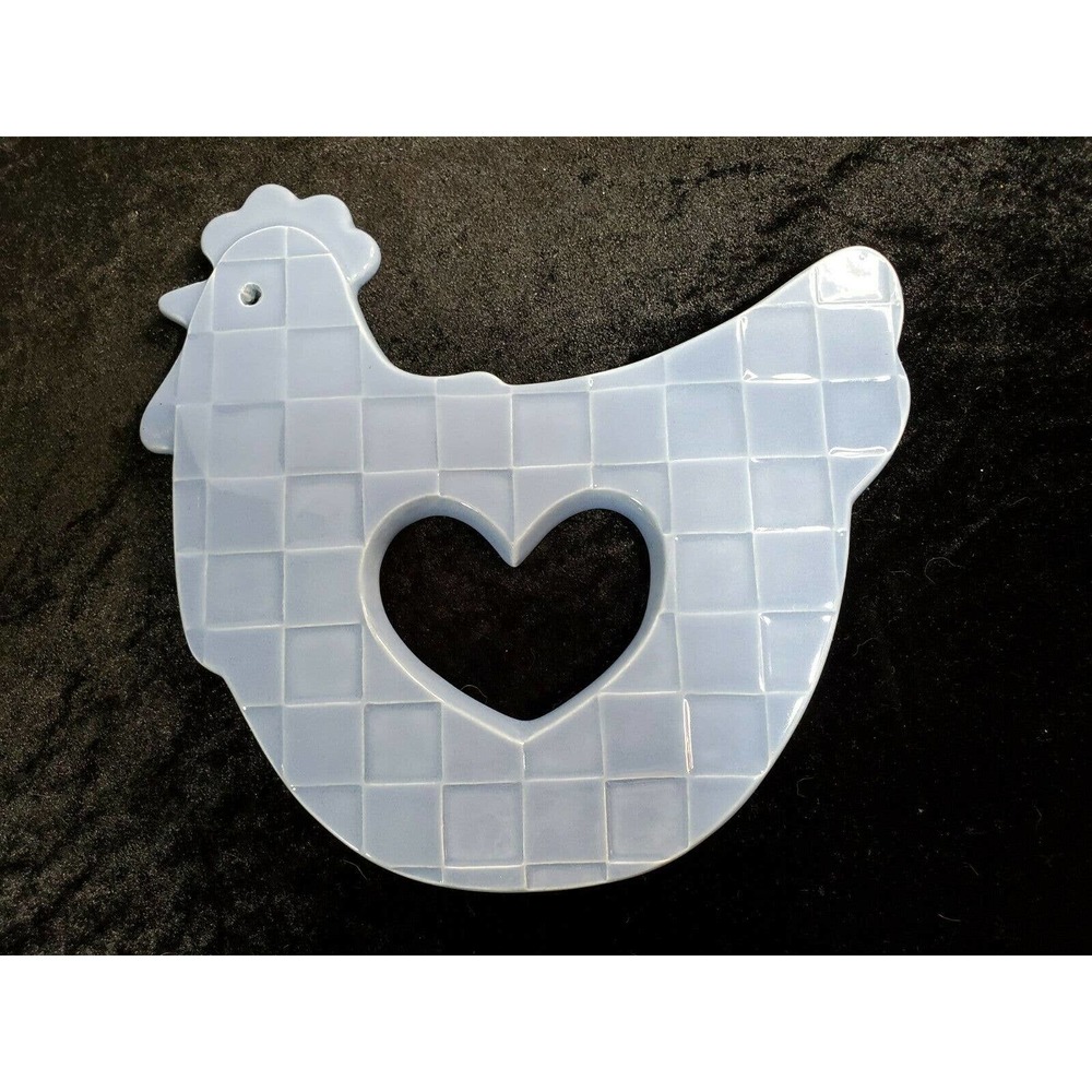 TREASURE CRAFT ROOSTER 🐓 TRIVET HOT PLATE COUNTRY FARMHOUSE RUSTIC CORNING BLUE